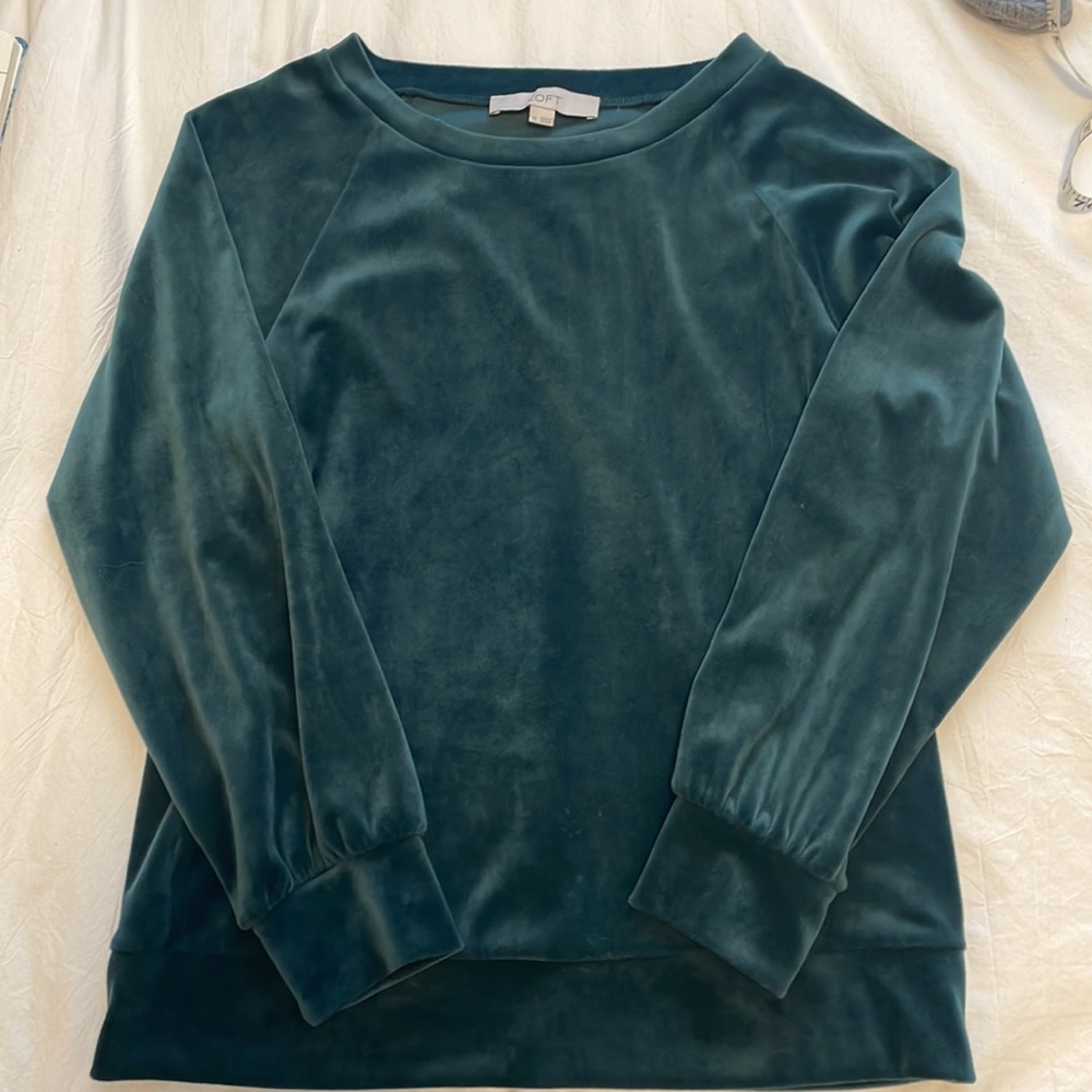 LOFT Velour Crew Neck Sweatshirt
